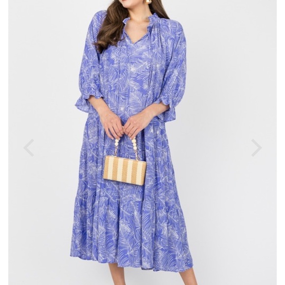 easel Dresses & Skirts - Drop Tier Palm Maxi, Lilac Blue